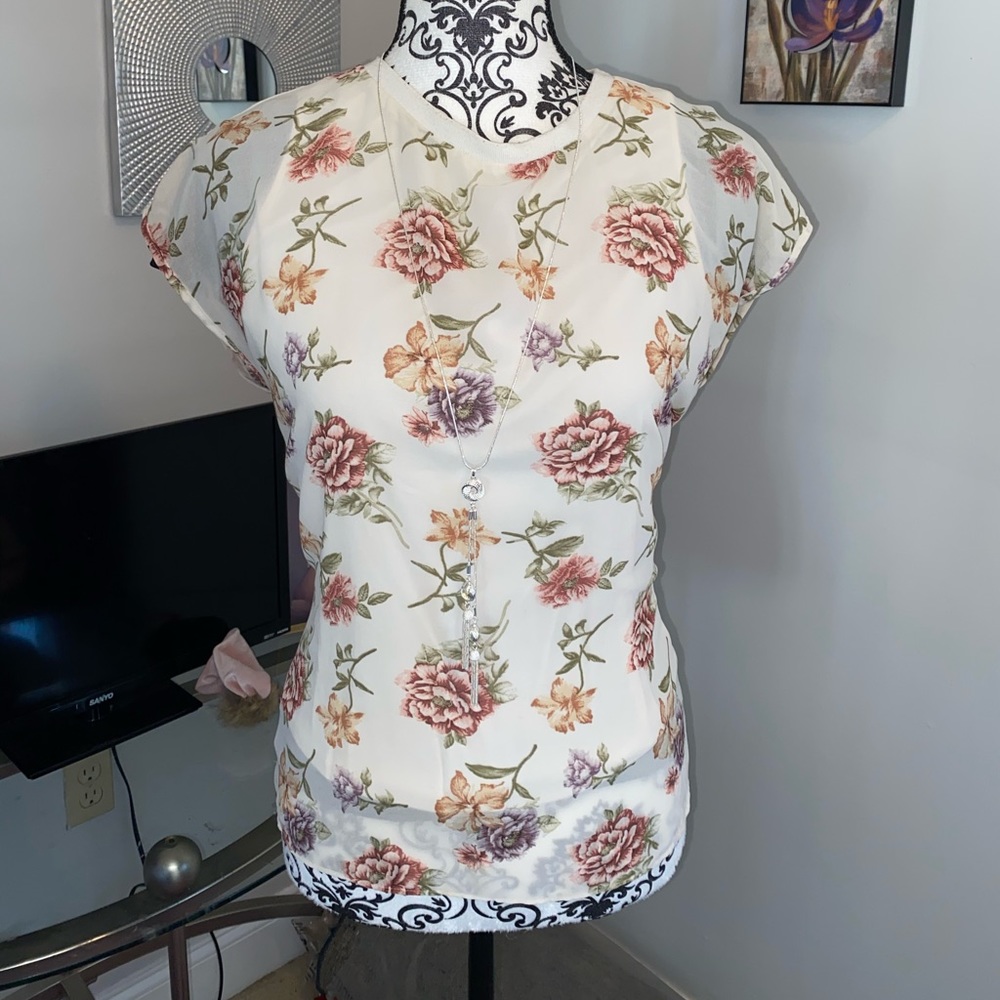 Sheer flowered shirt